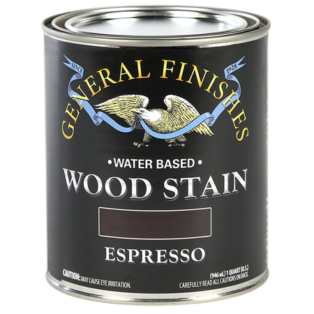 GENERAL FINISHES 1 Qt Espresso Wood Stain Water-Based Penetrating Stain WXQT